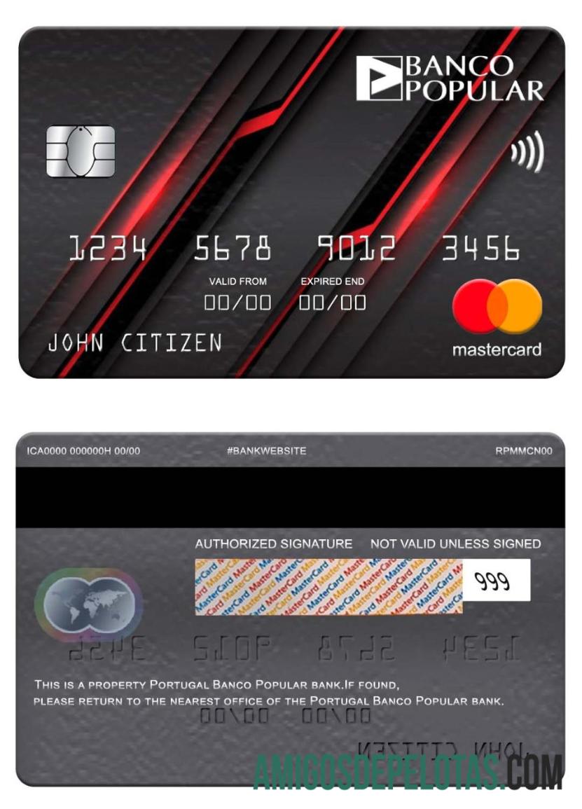 Portugal Banco Popular Bank Mastercard template